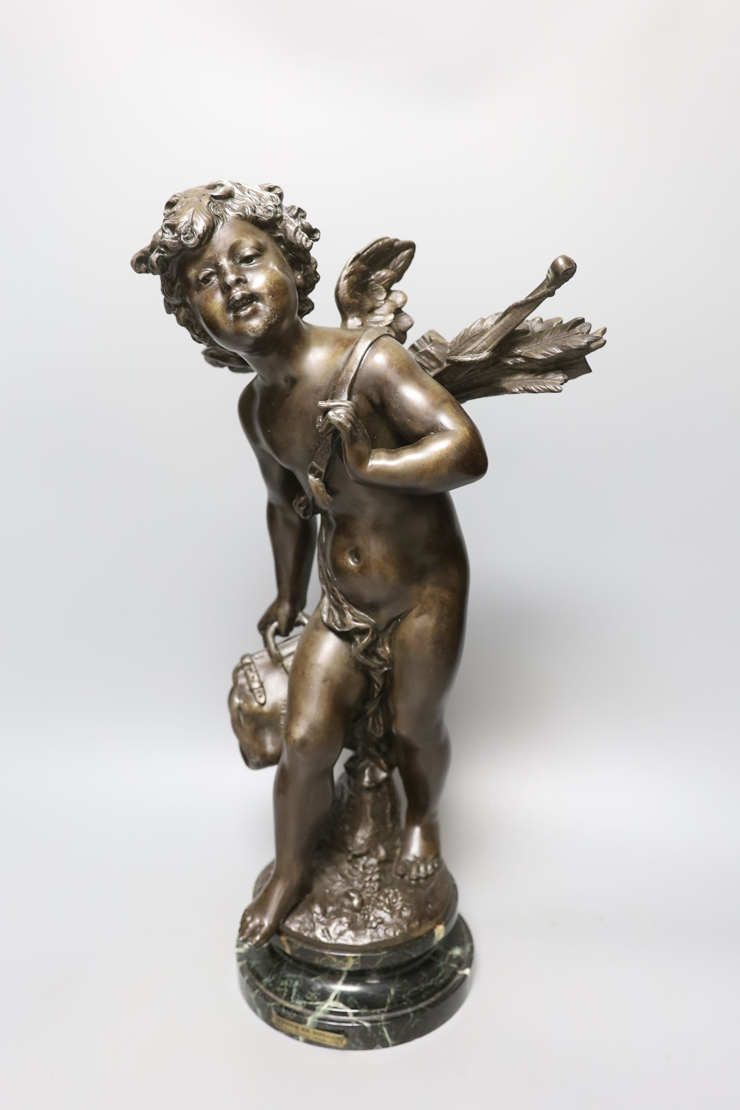 A bronze finished spelter figure after A Moreau - 47cm tall